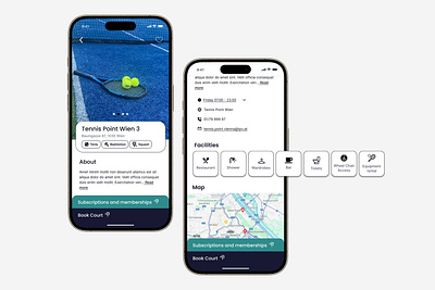 Tennis App: Court Profile app blue design iphone 15 mobile sport sport app tennis tennis app tennis racket ui