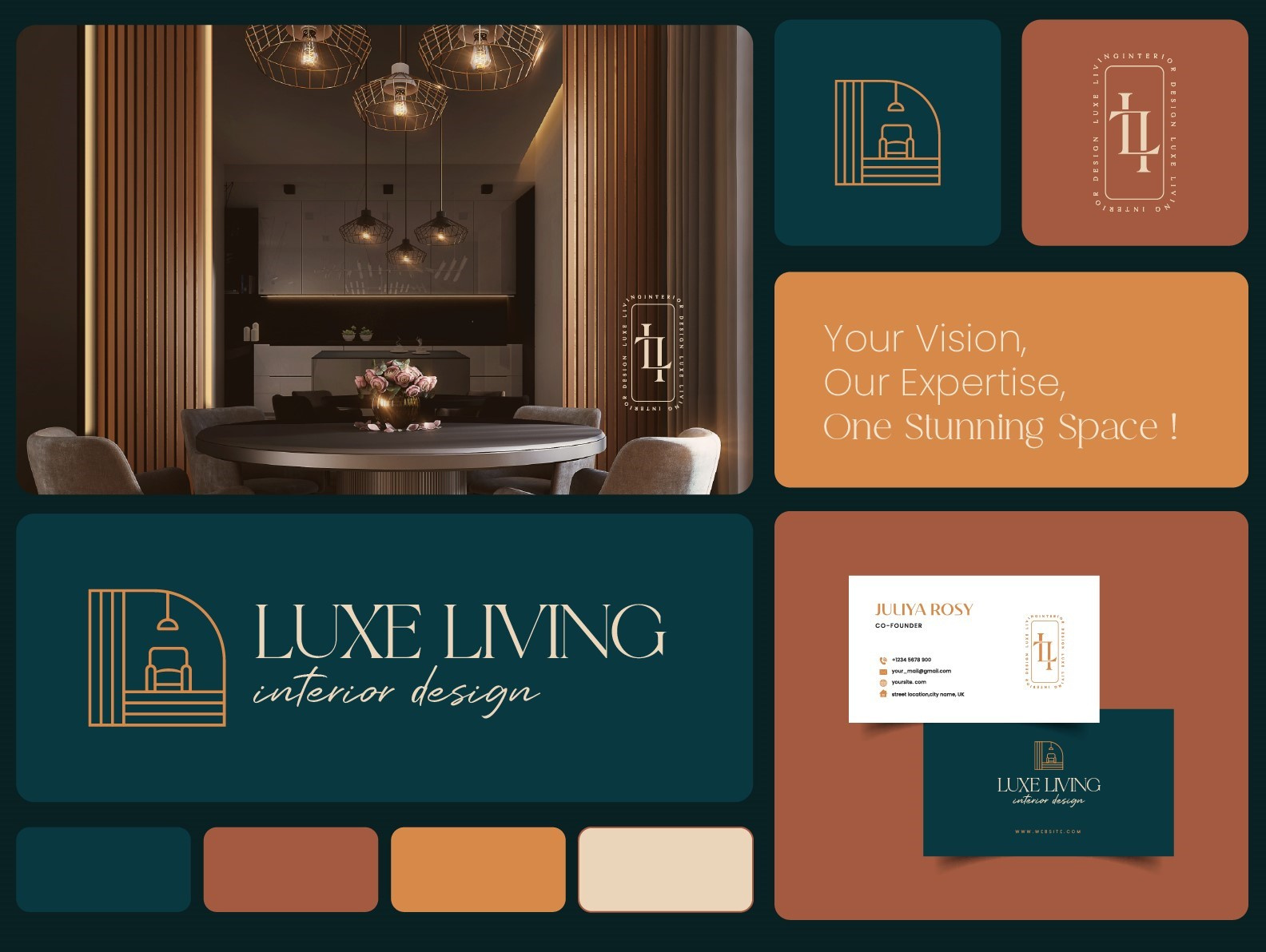 Luxe Living- Interior Design Logo and Visual Identity by Mariam Nayma ...