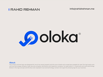 OLOKA - UNUSED minimal Technology & Verification Logo blockchain branding creative logo design icon letter o logo logotype modern logo safe symbol tech technology trusted verification verify