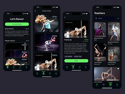 🕺💃 "Let's Dance" Mobile App✨ app beauty best dance dance school dark mode design figma illustration inspiration new ui uiux ux