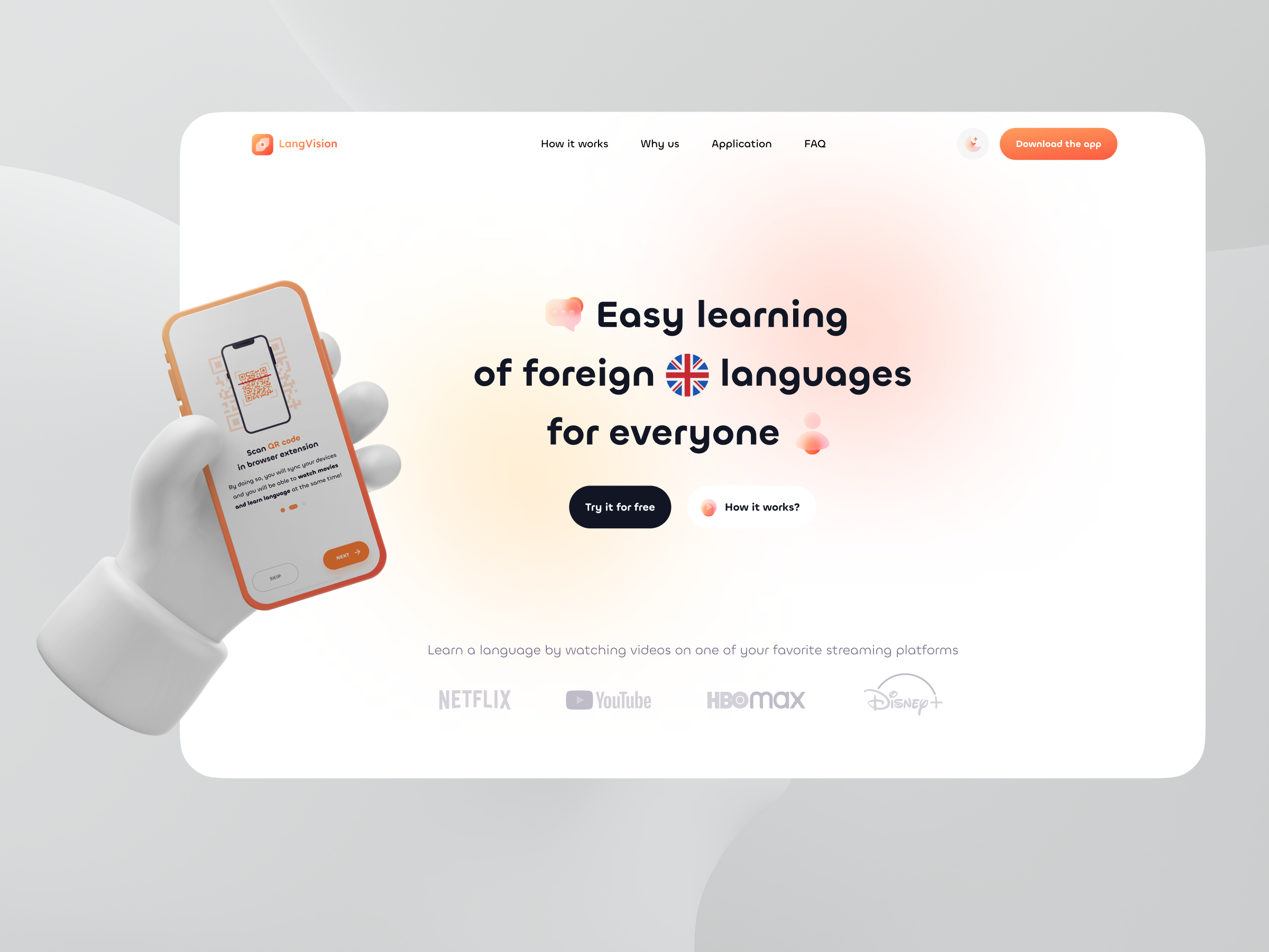 Learn Languages Through Movie Magic design language learn logo movies study web