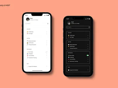 Settings page for Personal profile dailyui settings ui ux