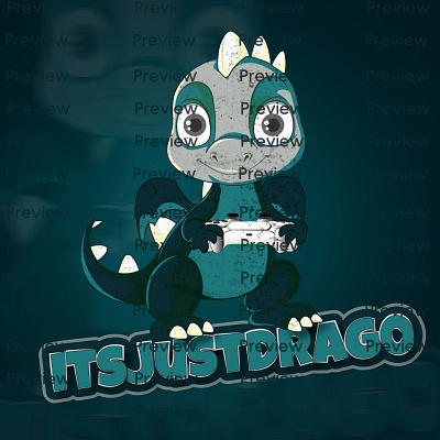 ItsJustDrag0 Streamer Brand Identity animal brand branding chibi controller cute design dino dinosaur dragon graphic design identity illustration kick logo stream streamer twitch vector