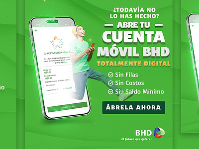 Open Cuenta Movil BHD banner branding design design graphic design