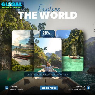 global work & travel branding graphic design logo