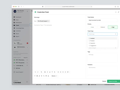 KirriDesk - Create Ticket for a SaaS Customer Service Management animation create ticket crm cs customer customer service cx help desk management product design saas saas design support ticket ui ux web design