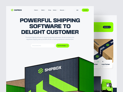 Shipbox - Shipment Landing Page cargo cargo service company container corporate delivery delivery service landing page logistic company logistics parcel shipment shipping shipping container shipping service tracking transportation ui ux web design