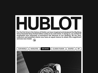 Hublot Layout Exploration branding clean concept design editorial elegant graphic design homepage illustration landing page layout logo minimal redesign type typography ui web website whitespace