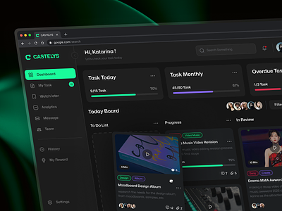 Castelys - Task Management Dashboard agenda dashboard dashboard design design management organize project product design productivity project management project task reminder saas task task management timeline todo todoist ui ui design uiux
