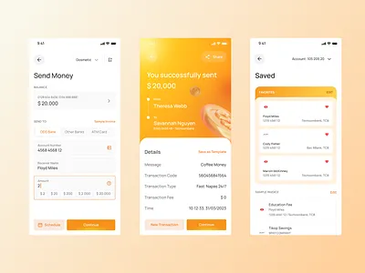 Online Banking application bank finance gradient mobile mobile app orange technology ui uidesign uiux