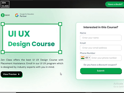 Guvi- UXUI design course-Landing Page- interactive accordion accordion animation ui