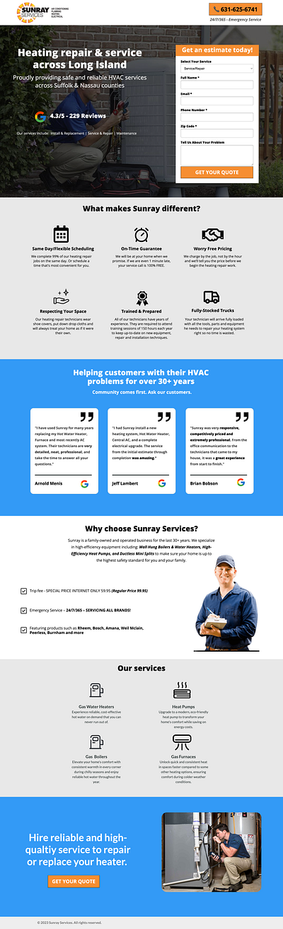 Sunray Services - Landing Page