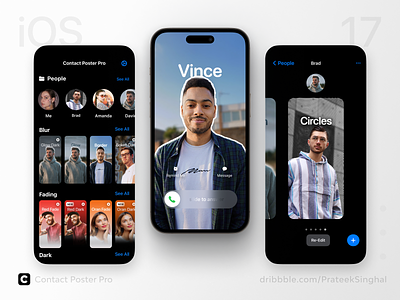 Contact Poster Pro - App UI UX & Effects Design. 17 18 app apple branding call contact design designer ios look mobile modern poster pro professional screen ui ux