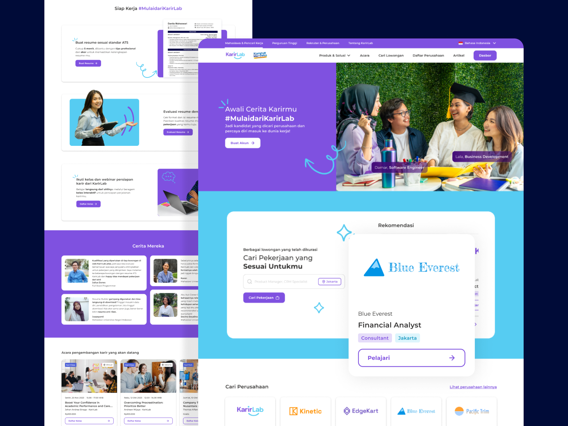 KarirLab - Landing Page for Students branding design dribbble education education platform graphic design indonesia job portal resume builder technology ui ui design uiux design uiux inspiration user experience user interface ux ux design web desing website