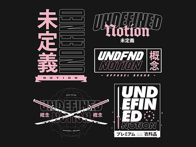 UNDEFINED NOTION apparel badge bold branding bundle collection dark flash sheet japanese katana logo logodesign merch neon punk streetwear vanguard