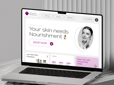 Skincare brand website banner UI bento theme brand design design luxury skincare ui uidesign uiux uiux design web design