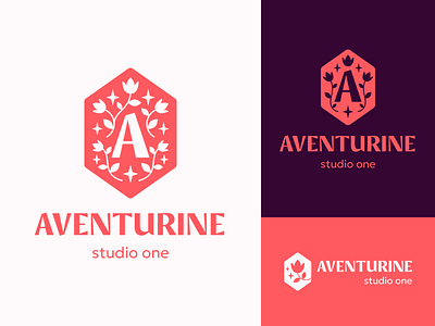 Aventurine Studio One branding fairy tale flowers heraldry letter a logo magic publishing