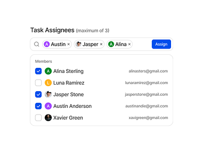 Assign Task app assign checklist clean component design design system dropdown figma icon landing page list minimalist modal tag task ui ui design ui kit widget