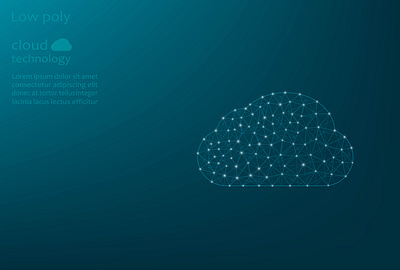 Vector low poly image of a technology cloud, cloud storage. virtual reality