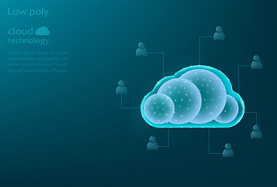 Vector low poly image of a technology cloud, cloud storage. mobile app