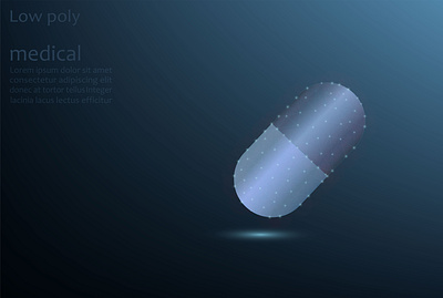 Vector image of a medicine in a capsule, low poly picture. three dimensional