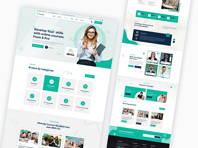 Educate-University, Online Courses, School & Education Template clean course courses design e learning educationwebsite interface landing page learning learning online minimal student study teacher ui ui design uiux web design website whitespace