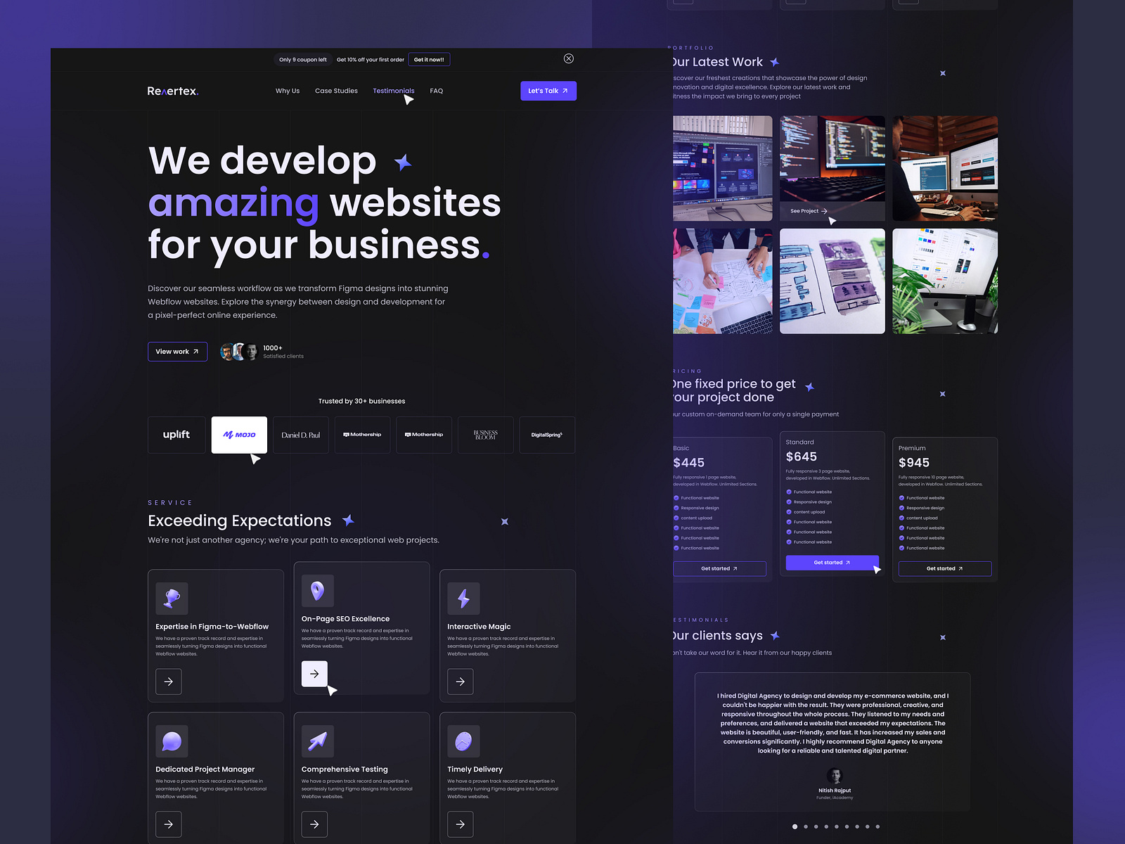 Landing page design for Digital agency by Jubayer on Dribbble