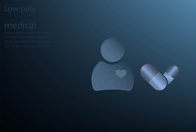Vector image of a medicine in a capsule, low poly picture. three dimensional