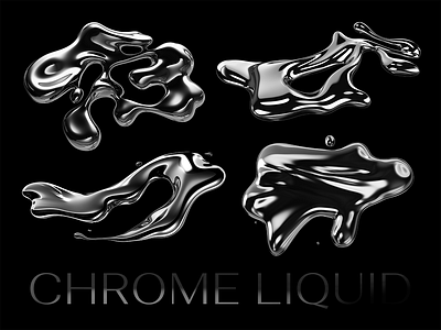 Y2K melted chrome liquid metal spilled puddle shapes abstract aluminium blobs chrome droplets drops form gloss liquid melted mercury metal metallic puddles reflective shapes silver spilled y2k
