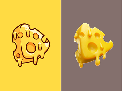 Cheese 2D and 3D🧀 3d design blender breakfast butter cheddar cheese dairy food gourmet icon illustration logo melted milk mozzarela slice snack yellow