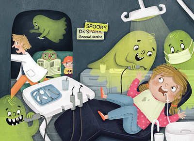 Huanted Dental Office childrens illustration dental office dentist ghosts haunted illustration kidlit kidlitart kids illustration spooky