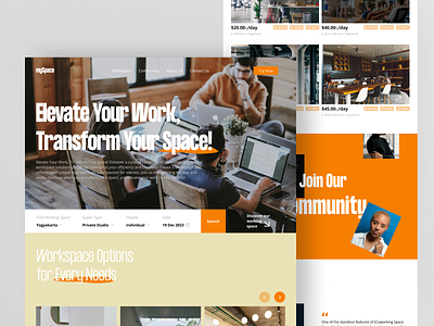 mySpace - Co Working Space booking co working space coworking desktop landingpage minimalism minimalist mode rent space trend ui ux website white white mode