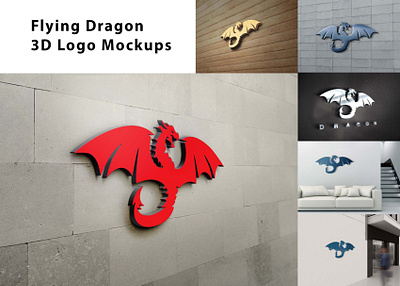 Flying Dragon 3D Logo Mockups 3d logo download mock up download mockup mockup mockups psd psd mockup