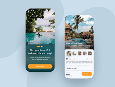 Hotel Booking - Mobile App Design apartment beautiful booked booking dream place drive find finding fly home hotel place property real estate ride sea searching travel ui view
