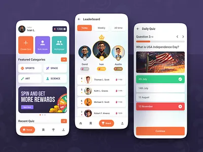 QuiVid - Quiz & Trivia Mobile App activity analytics branding clean dashboard design design game app identity interface leaderboard logo minimal mobile quiz inspiration quiz maker quiz platform simple startup ui visual