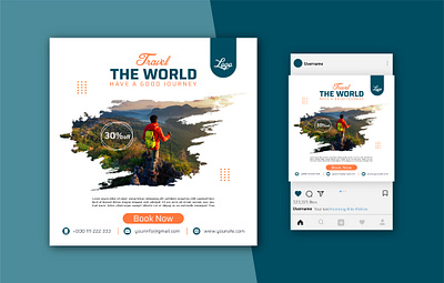 Travel Social Media Post Design | Ads Template graphic design