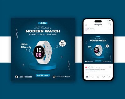 Social Media Post Design Template graphic design watch ads