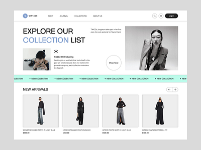 VINTAGE SHOP - WEB UI 3d animation branding clothes collection color design fashion graphic design illustration landing logo motion graphics popular ui