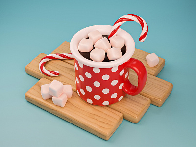 Christmas Chocolate 3d blender chocolate christmas cup mug new year polygonrunway red sweet