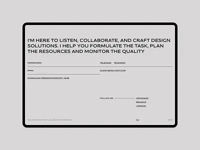 Malitskiy / Get in touch animation branding chipsa gurov motion promo ui web