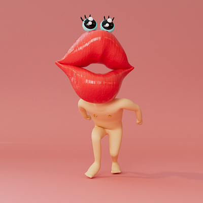 Kiss me💋🔥 3d 3d animation 3d character 3d illustration after effects animation c4d character character design cinema 4d eyes face funny gif graphic design illustration kiss lips photoshop red shift