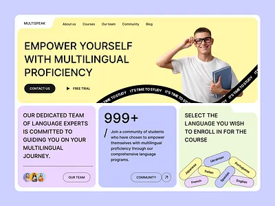 Educational Platform Design/ UI/UX for Language Course Concept bento course design education english figma languages mobile student study ui user interface ux web design website