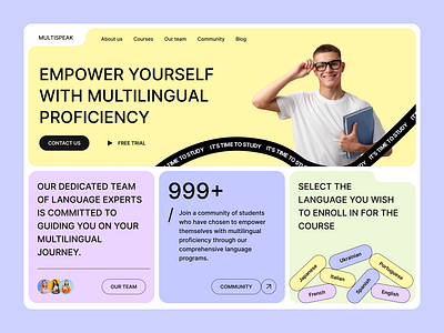 Language courses concept bento course education english figma languages student study ui ux web design