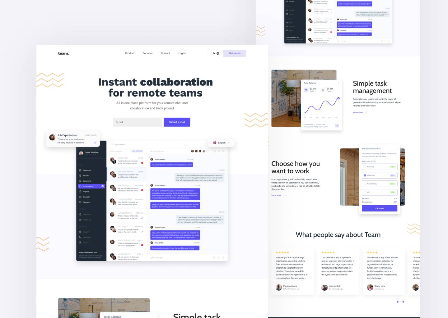 Team collaboration platform landing page by Tomas Crkal on Dribbble