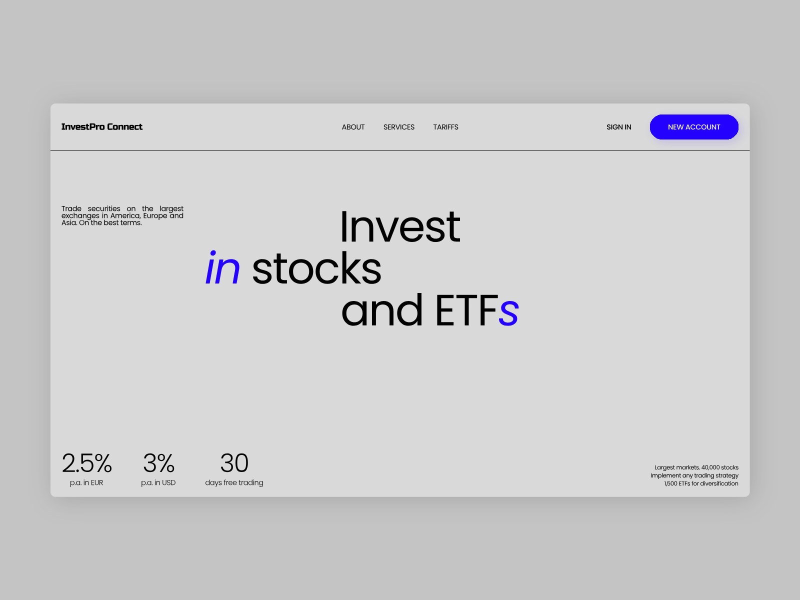 Stock and ETF investing website animation branding design figma illustration landing page logo site ui ux web website