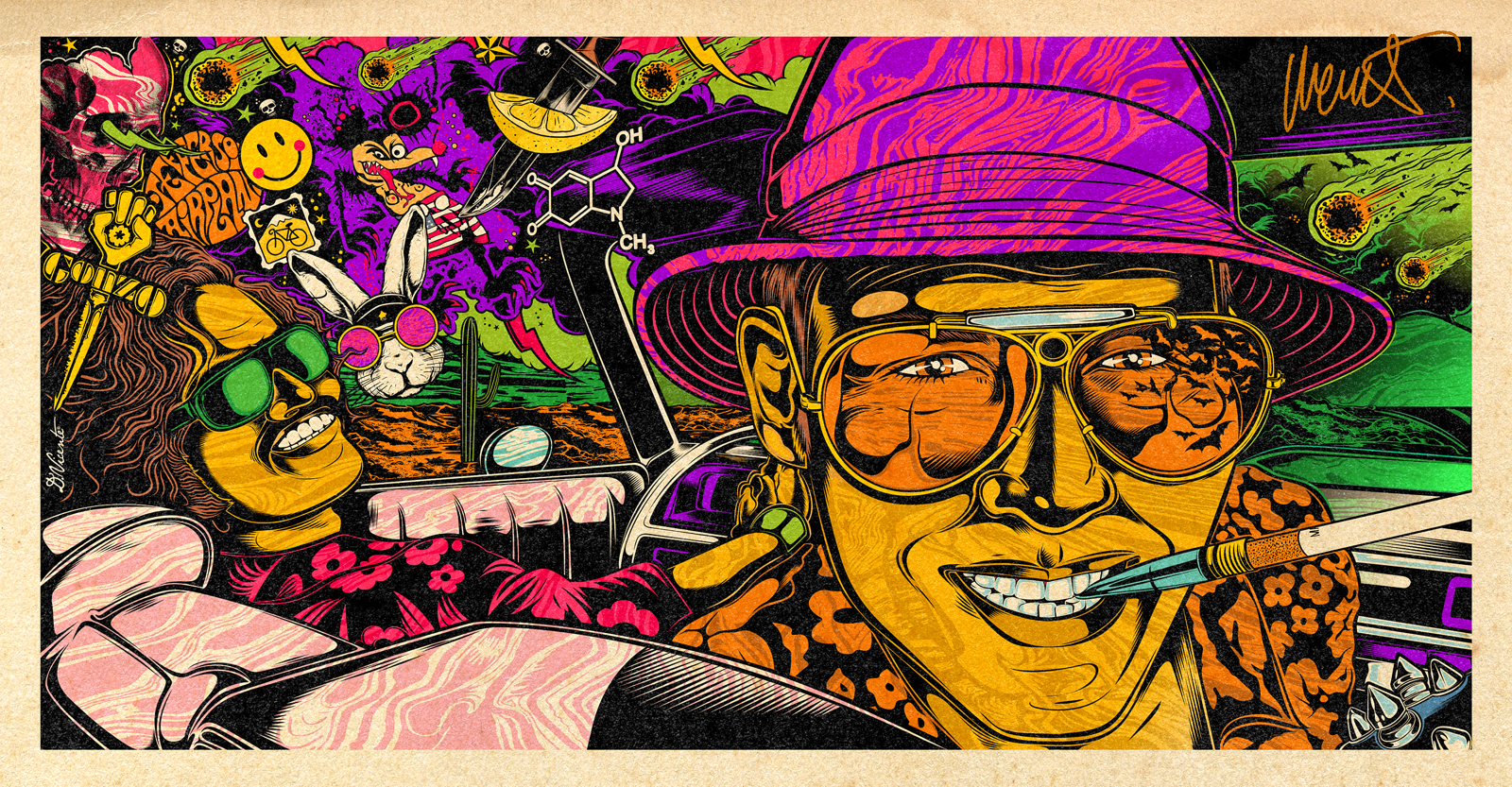 FEAR AND LOATHING IN LAS VEGAS david vicente design digital art fear and loathing illustration inking las vegas nft