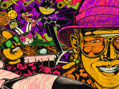 FEAR AND LOATHING IN LAS VEGAS david vicente design digital art fear and loathing illustration inking las vegas nft