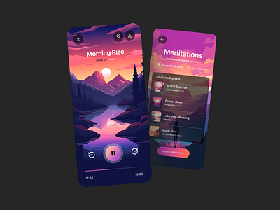 Meditation App UI & AI Art Direction graphic design health landingpage meditation meditation app mobile product design ui user experience user interface uxui visual design yoga yoga app