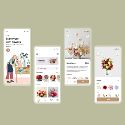 Create Your Flowers APP Design Concept app ui design flower order app design flower ordering app design mobile app design online flower app design