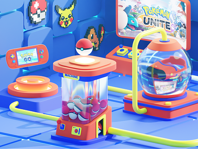 Pokemon Machine - 3D Games 3d 3d characters 3d games 3d gaming 3d icon 3d illustration arcade character design discord game online gamingcommunity illustration machine nintendo pokemon ps5